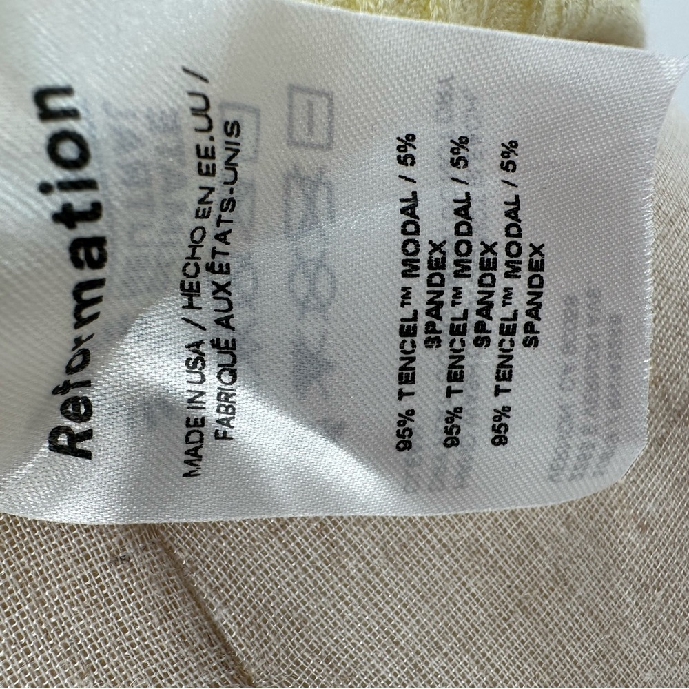 Reformation Ribbed Square-Neck Short Sleeve Top - Pale Yellow - Picture 6 of 8